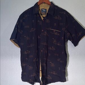 Vintage Black and Brown Casual Button Down Shirt